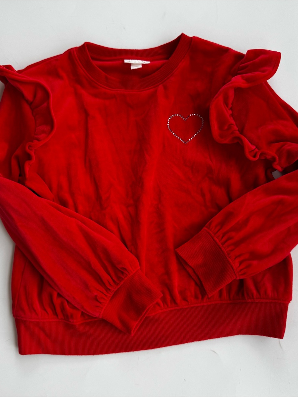 Cat & Jack Red Crewneck Velour Sweatshirt